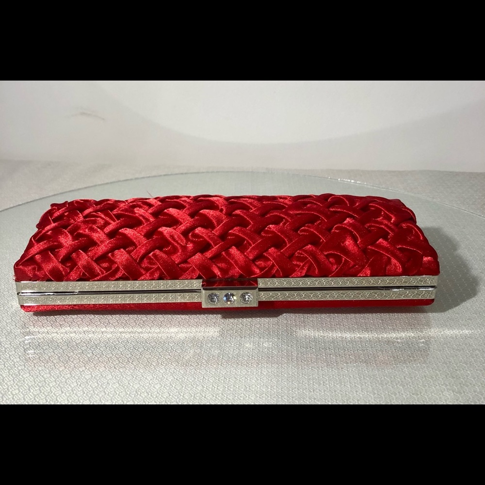 FREE W/purchase of $50 and up! Red Clutch with Silver accents